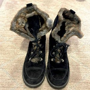 Stuart Weitzman Suede Fur Lined Boot 7.5
